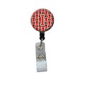 Carolines Treasures Letter I Football Scarlet and Grey Retractable Badge Reel CJ1067-IBR